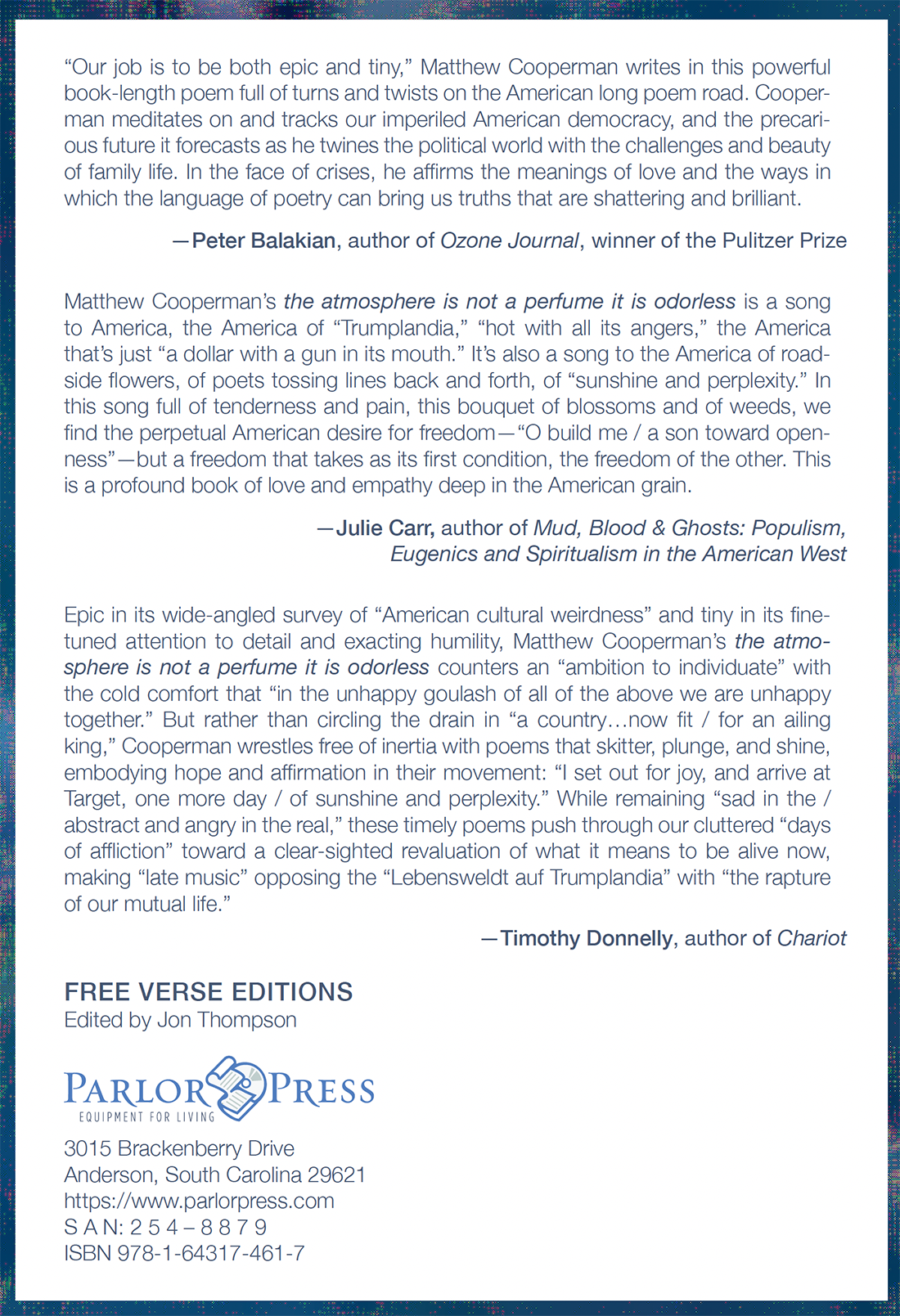 the atmosphere is not a perfume it is odorless