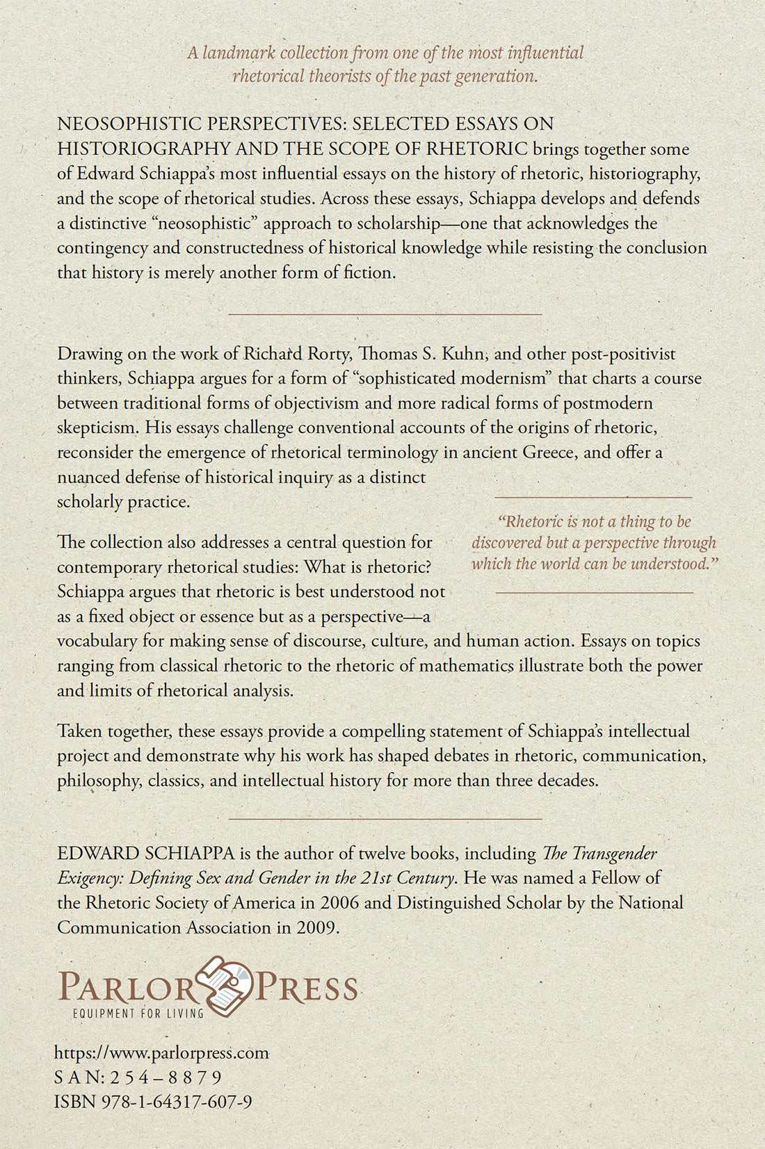 Neosophistic Perspectives: Selected Essays on Historiography and the Scope of Rhetoric