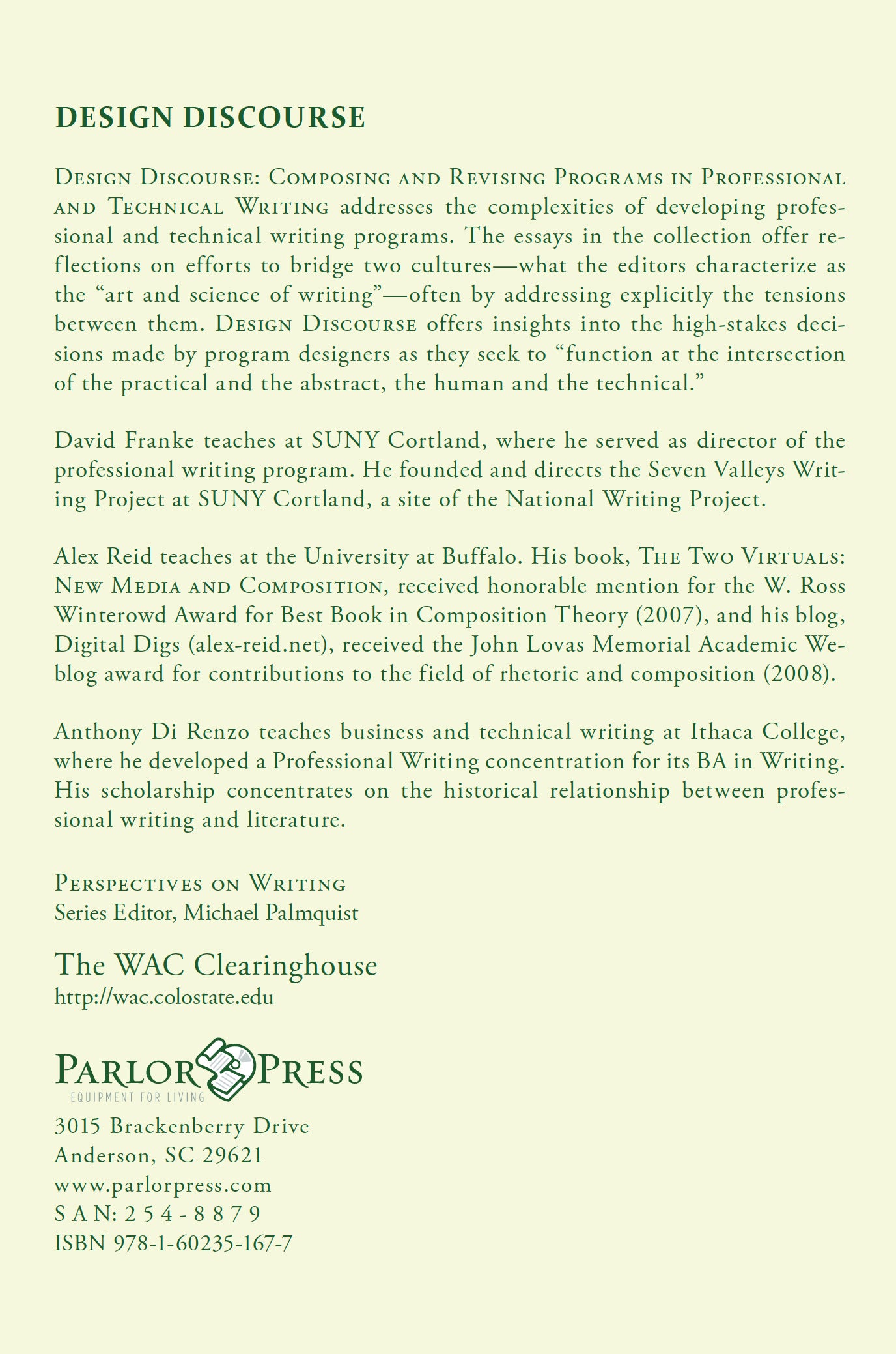 Design Discourse: Composing and Revising Programs in Professional and Technical Writing