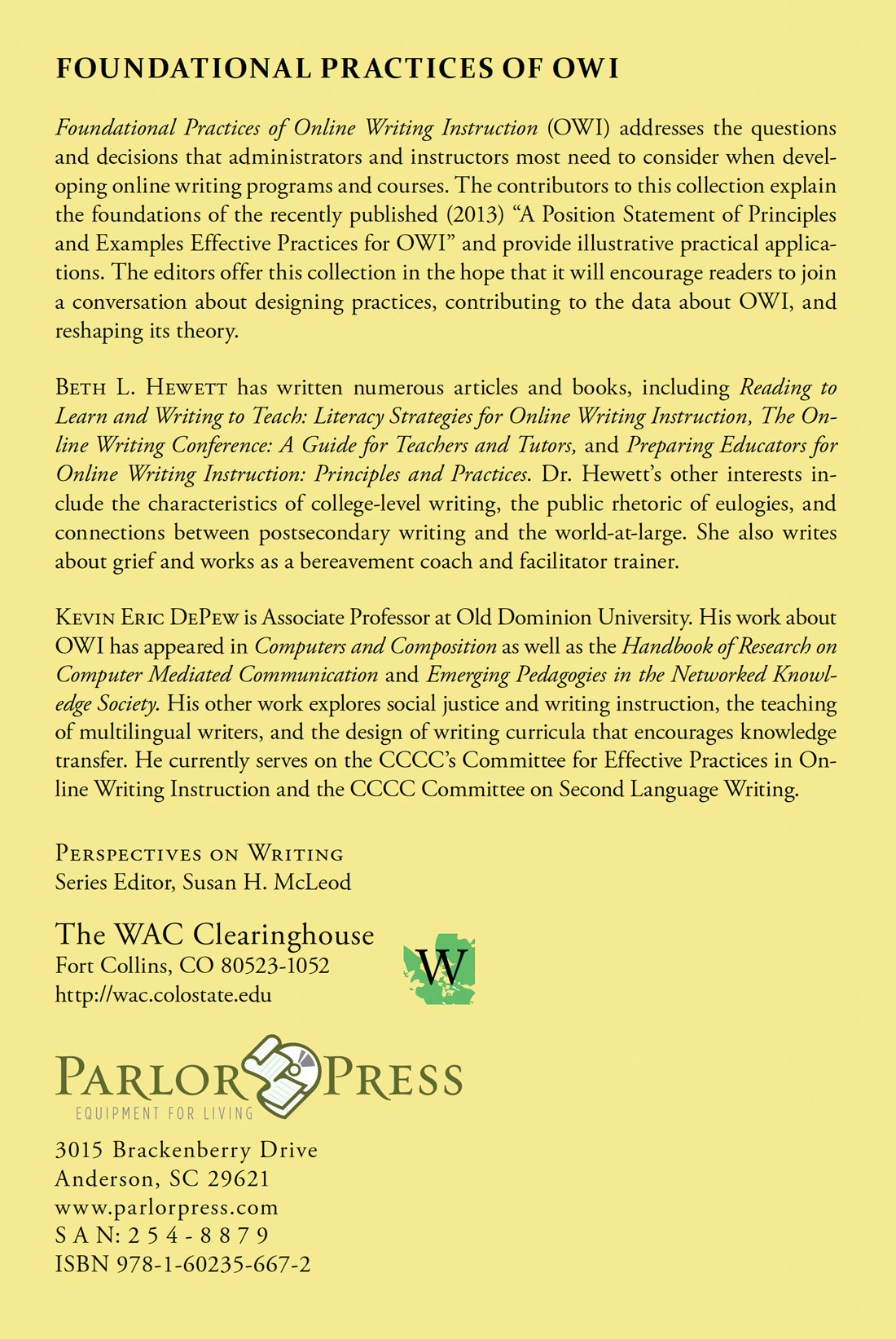 Foundational Practices of Online Writing Instruction