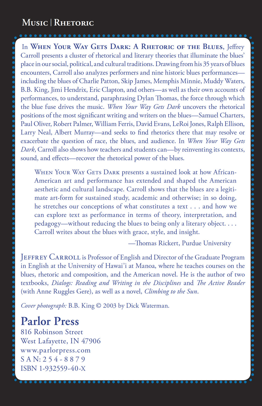 When Your Way Gets Dark: A Rhetoric of the Blues