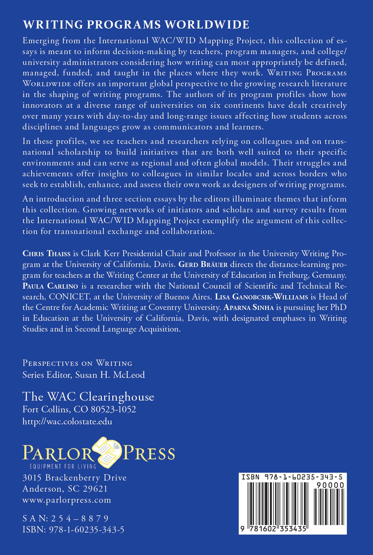 Writing Programs Worldwide: Profiles of Academic Writing in Many Places