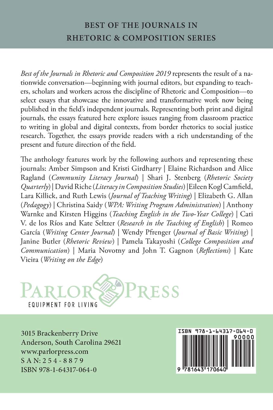 Best of the Journals in Rhetoric and Composition 2019