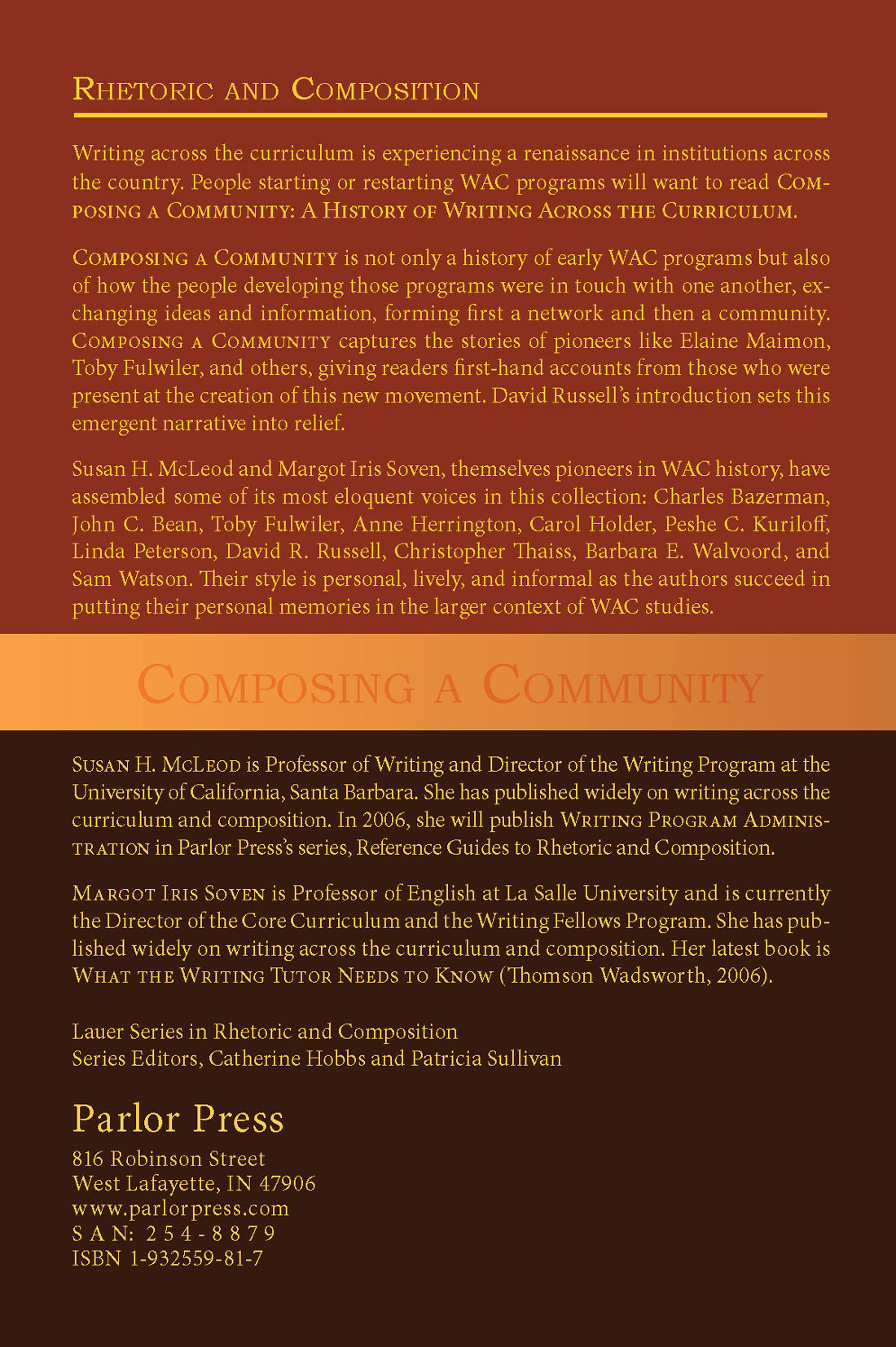 Composing a Community: A History of Writing Across the Curriculum