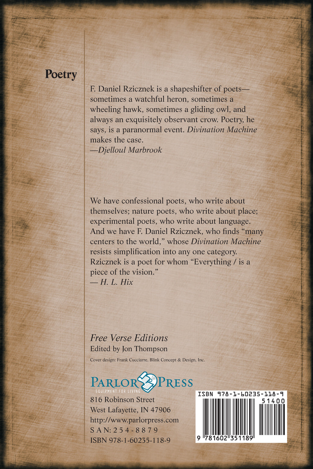 Divination Machine by F. Daniel Rzicznek – Parlor Press