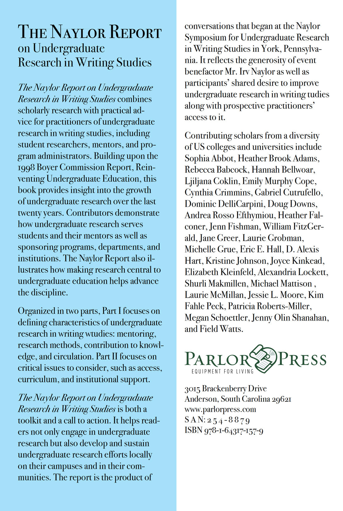 The Naylor Report on Undergraduate Research in Writing Studies