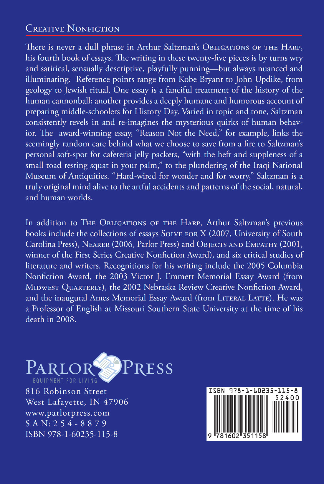 Obligations of the Harp: Essays