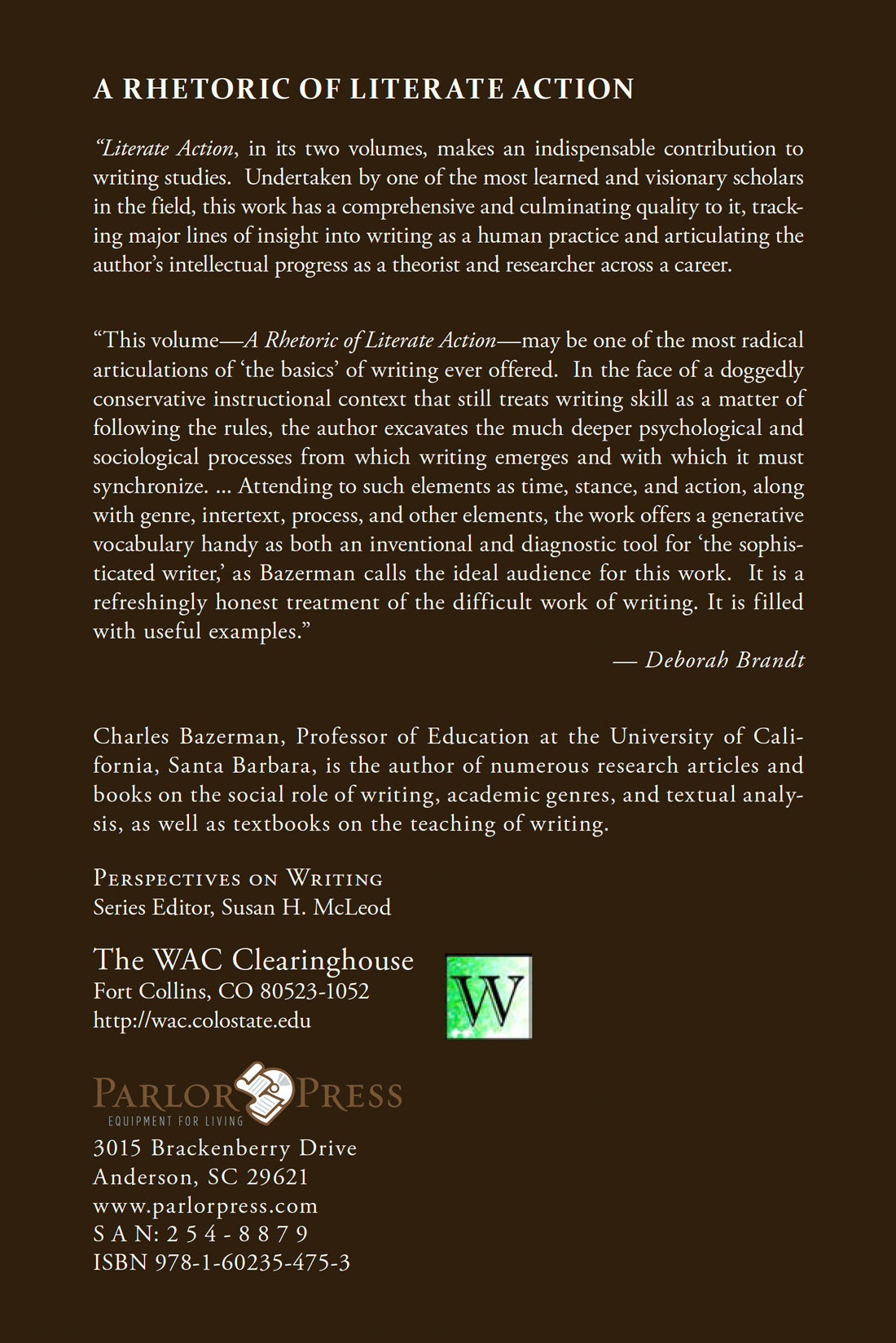 A Rhetoric of Literate Action: Literate Action, Volume 1