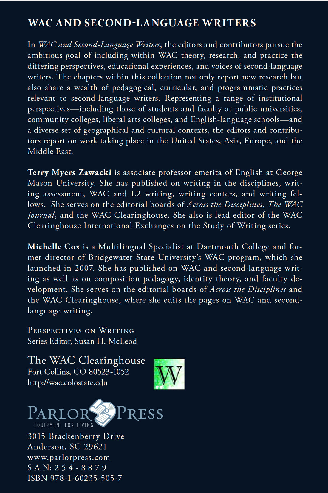 WAC and Second Language Writers: Research Towards Linguistically and Cultur­ally Inclusive Programs and Practices