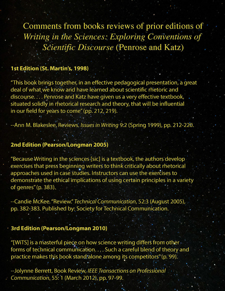 Writing in the Sciences: Exploring Conventions of Scientific Discourse